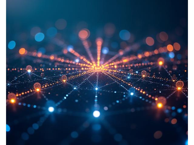 A network of interconnected dots and lines, symbolizing community and collaboration.